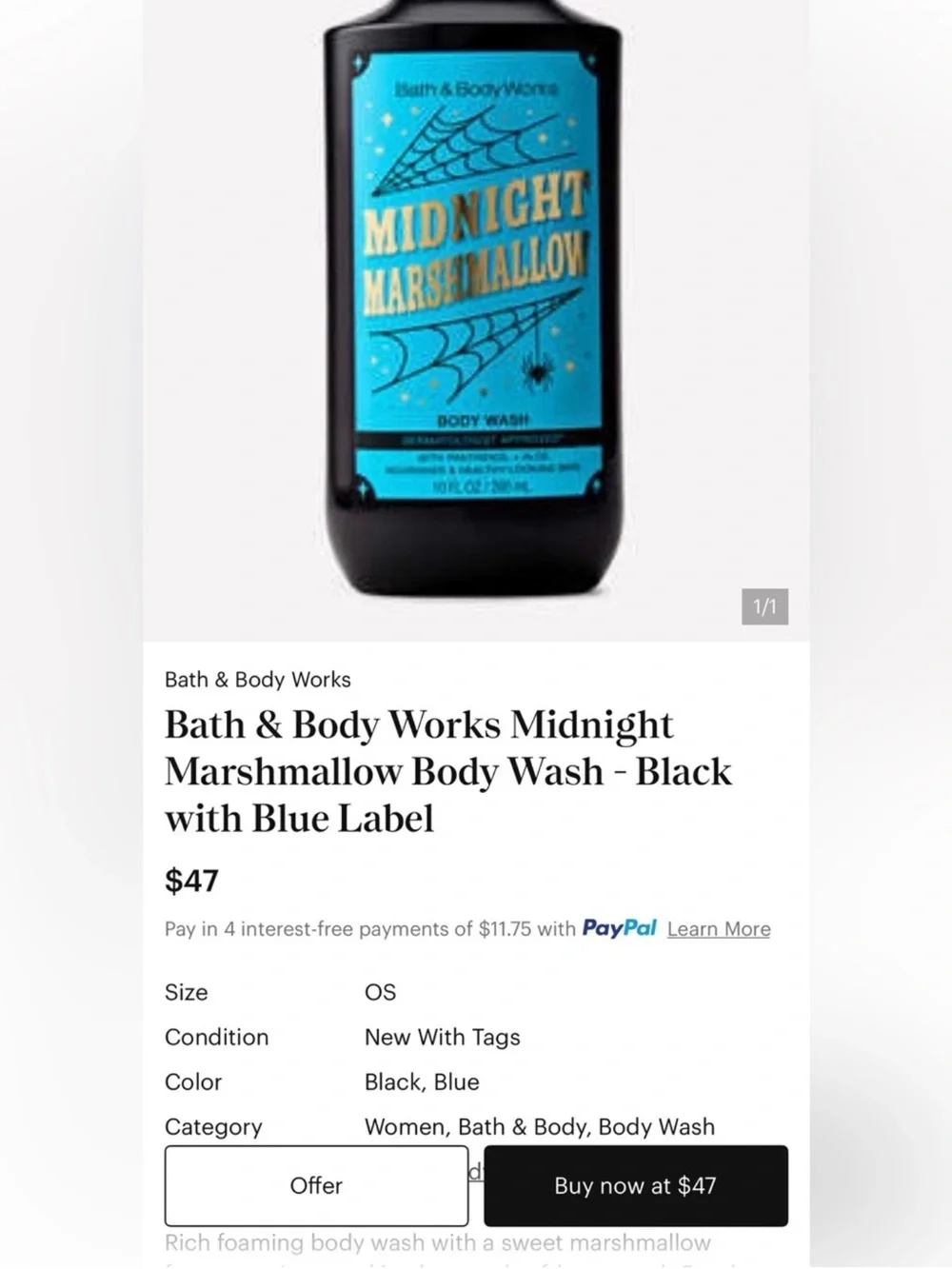 MIDNIGHT MARSHMALLOW Bath & Body Works Body Wash